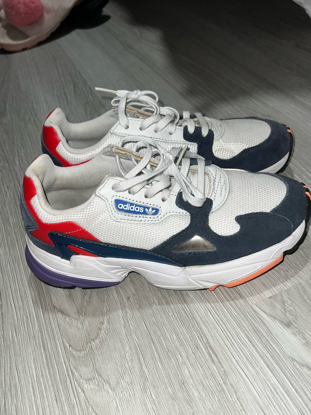 adidas White, Navy & Red Retro Runner Sneakers